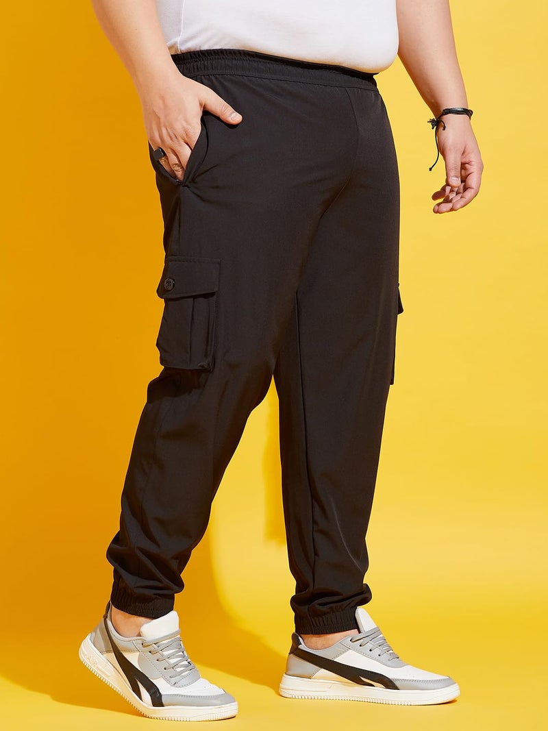 Bigbanana Plus Size Men's Regular Fit Solid Trackpants (Kelvin-Black,Black,4XL) - Image 4