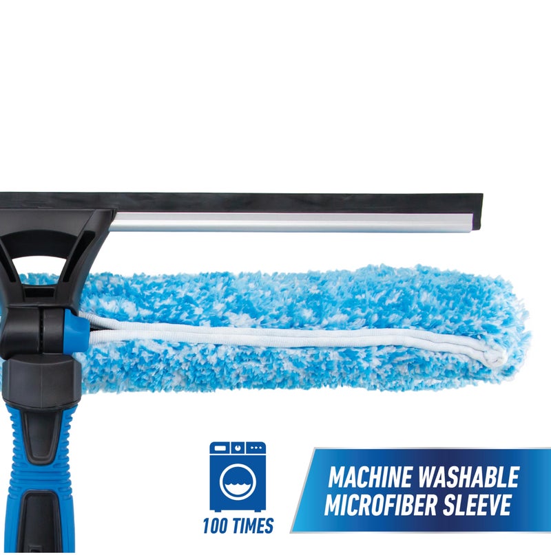 Unger Professional Connect and Clean 18â€ Proflex 2-in-1 Squeegee and Scrubber, High Access Window Cleaning Tool with Pivoting Head, Commercial and Residential Use, Reusable Microfiber Sleeve - Image 4