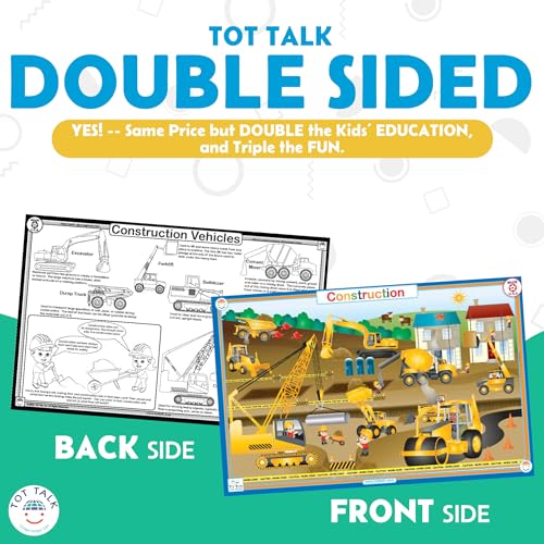 Tot Talk حصيرة تعليم الكتابة للأطفال - ساعد الأطفال على تعلم الكتابة، قابلة للعكس مع أنشطة على الجهة الخلفية - مقاومة للماء، قابلة للمسح، متينة، مصنوعة في الولايات المتحدة الأمريكية - Image 4