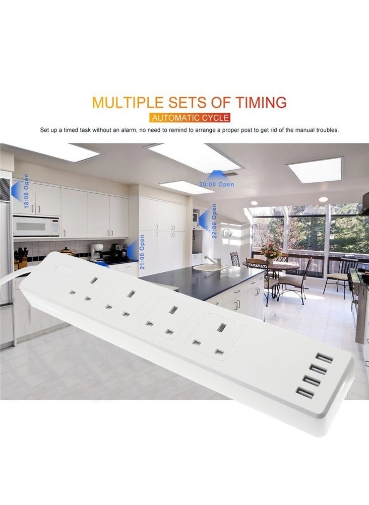 RSH Home power outlet with 4 USB charging ports, home/office power protector with 1 .8m extension cord for smartphones and tablets  - Image 3
