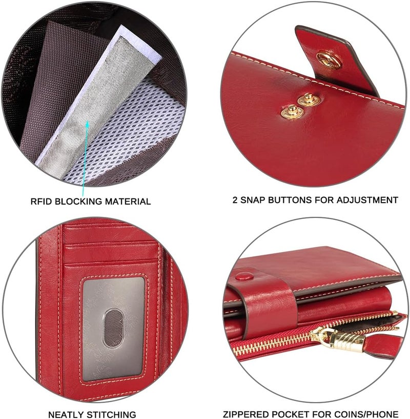 Itslife Women's RFID Blocking Large Capacity Luxury Wax Genuine Leather Clutch Wallet Card Holder Organizer Ladies Purse - Image 5