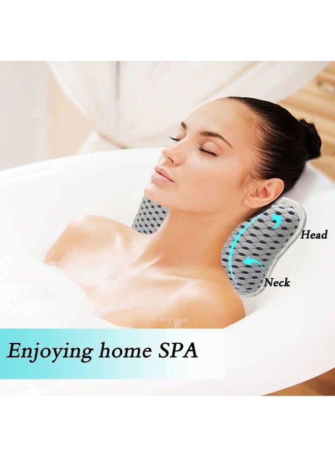 Rasenoo Bath Pillows for tub,Home Spa Pillows for Bathtub, Hot Tub,Head and Neck Support with 2 Strong Suction Cups,Grey - Image 2