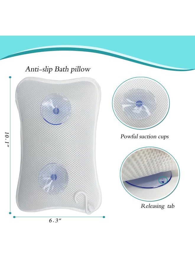 Rasenoo Bath Pillows for tub,Home Spa Pillows for Bathtub, Hot Tub,Head and Neck Support with 2 Strong Suction Cups,Grey - Image 4