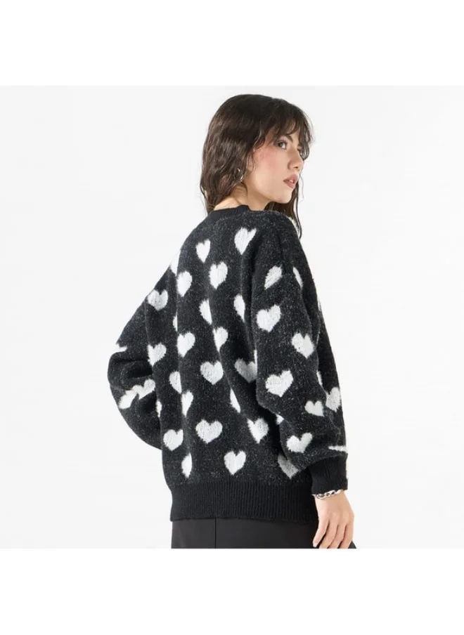 2Xtremz 2Xtremz Textured Sweater with Round Neck and Long Sleeves