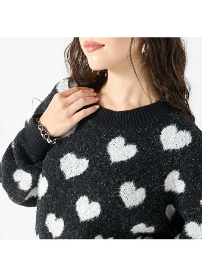 2Xtremz 2Xtremz Textured Sweater with Round Neck and Long Sleeves
