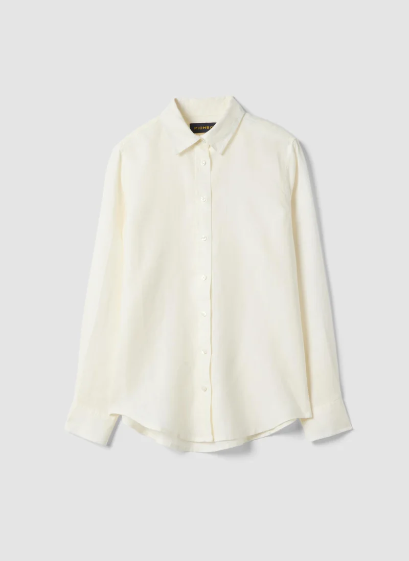 او في اس OVS Regular Fit Pure White Linen Shirt