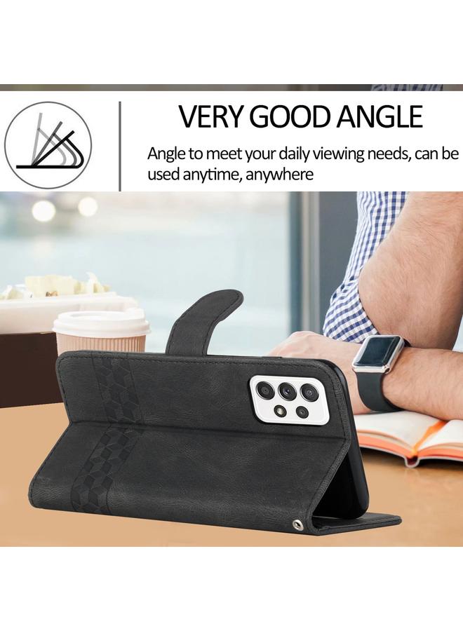 erorex Case For Samsung Galaxy A53 5G Cubic Skin Feel Flip Leather Phone Case - Image 4