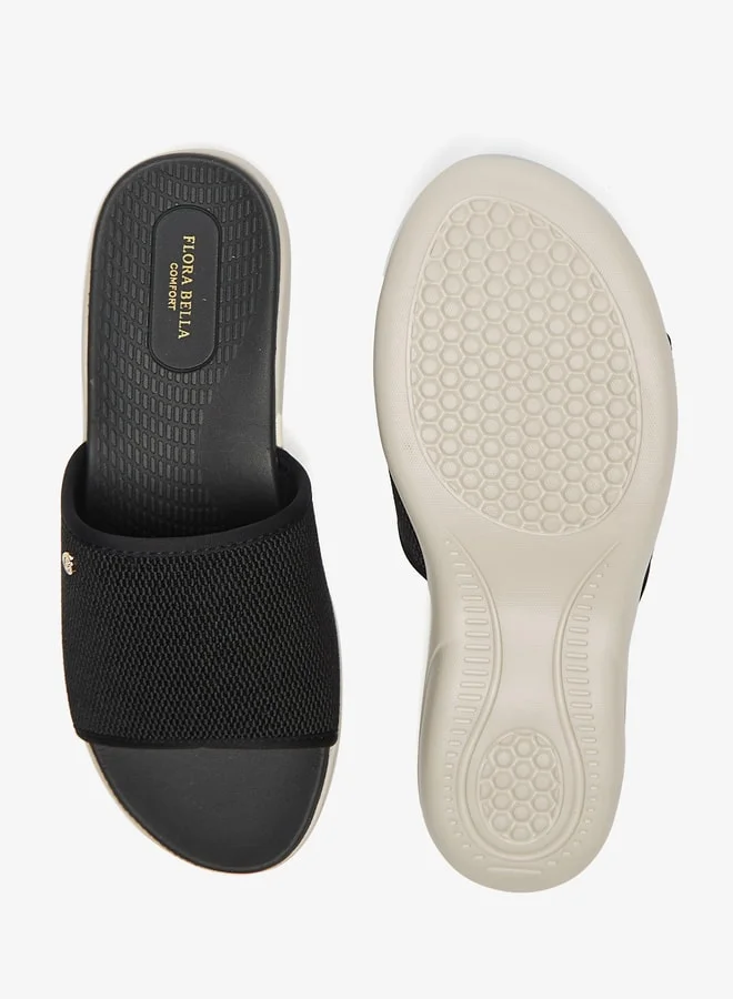 Flora Bella By Shoexpress Textured Slip-On Flatform Sandals