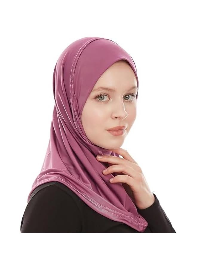 Arabest Soft Muslim Women's Plain Ready-to-Wear Amira Jersey Hijab - One-Piece Instant Headscarf for Women  - Image 2