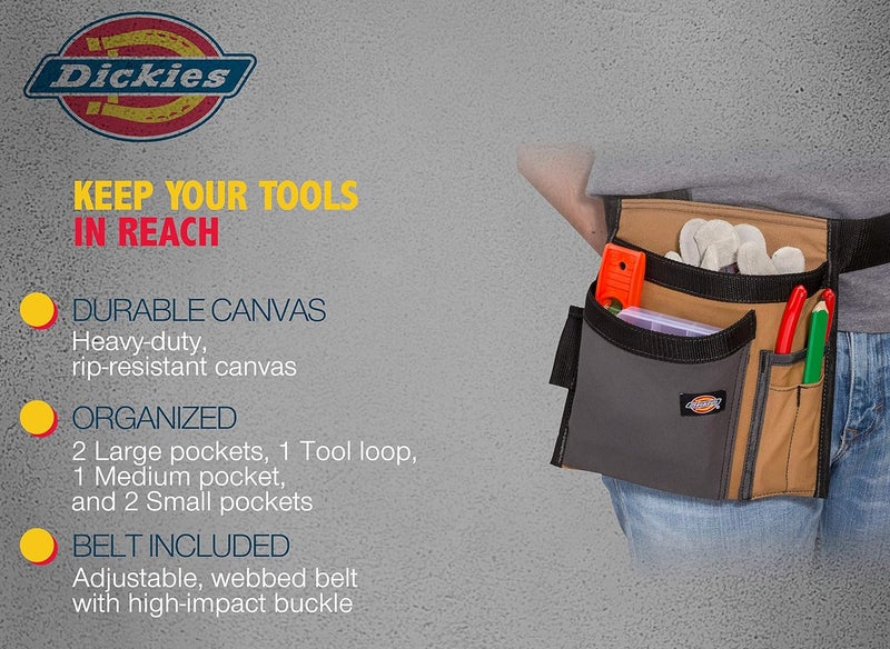 Dickies حقيبة أدوات جانبية بجيوب 5/مئزر عمل، مصنوعة من قماش متين، حزام قابل للتعديل لملاءمة مخصصة - Image 3