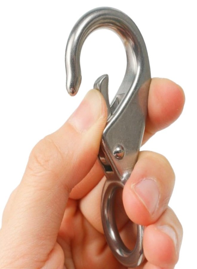 MeitrciL Fixed Spring Snap Hook, Stainless Steel 316 Quick Release Shackles Fixed Eye Clip, Carabiner Marine Clip with Fixed Round Ring Marine Boat Rigging Hardware Accessories (4, 72mm (1#)) - Image 4