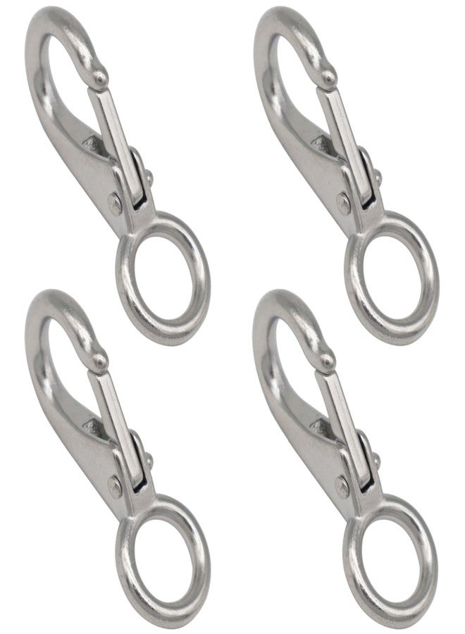 MeitrciL Fixed Spring Snap Hook, Stainless Steel 316 Quick Release Shackles Fixed Eye Clip, Carabiner Marine Clip with Fixed Round Ring Marine Boat Rigging Hardware Accessories (4, 72mm (1#)) - Image 1