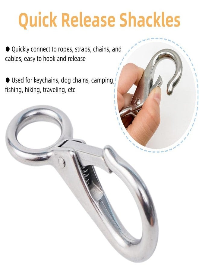 MeitrciL Fixed Spring Snap Hook, Stainless Steel 316 Quick Release Shackles Fixed Eye Clip, Carabiner Marine Clip with Fixed Round Ring Marine Boat Rigging Hardware Accessories (4, 72mm (1#)) - Image 5