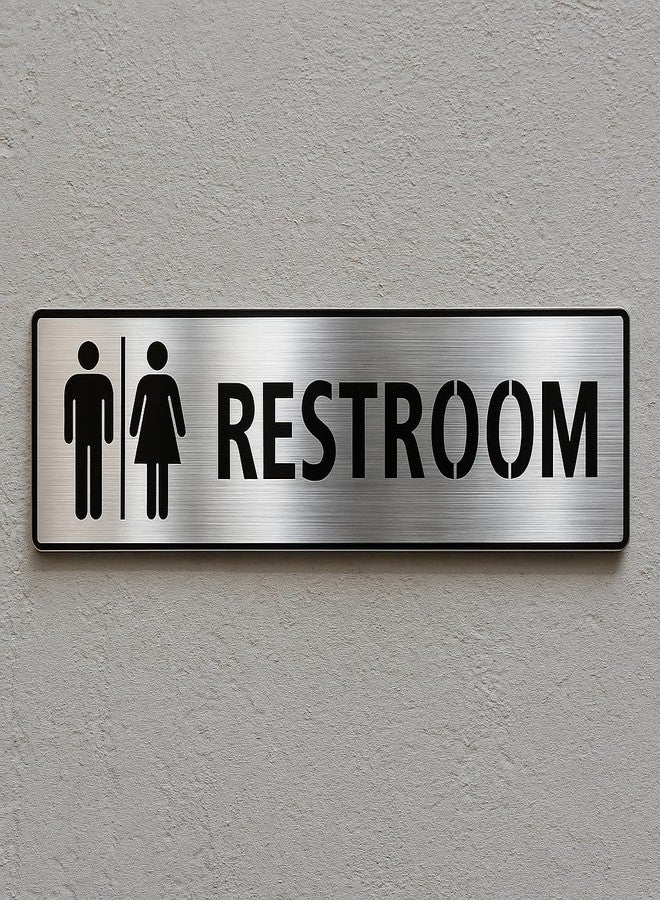 Berrybox Premium Brush Steel Finish Acrylic Restroom Door Sign 10 X 3 INCH Easy to Mount Self-Adhesive Tape Signage for Hotel Office Corporate Business Resort Society - Image 5