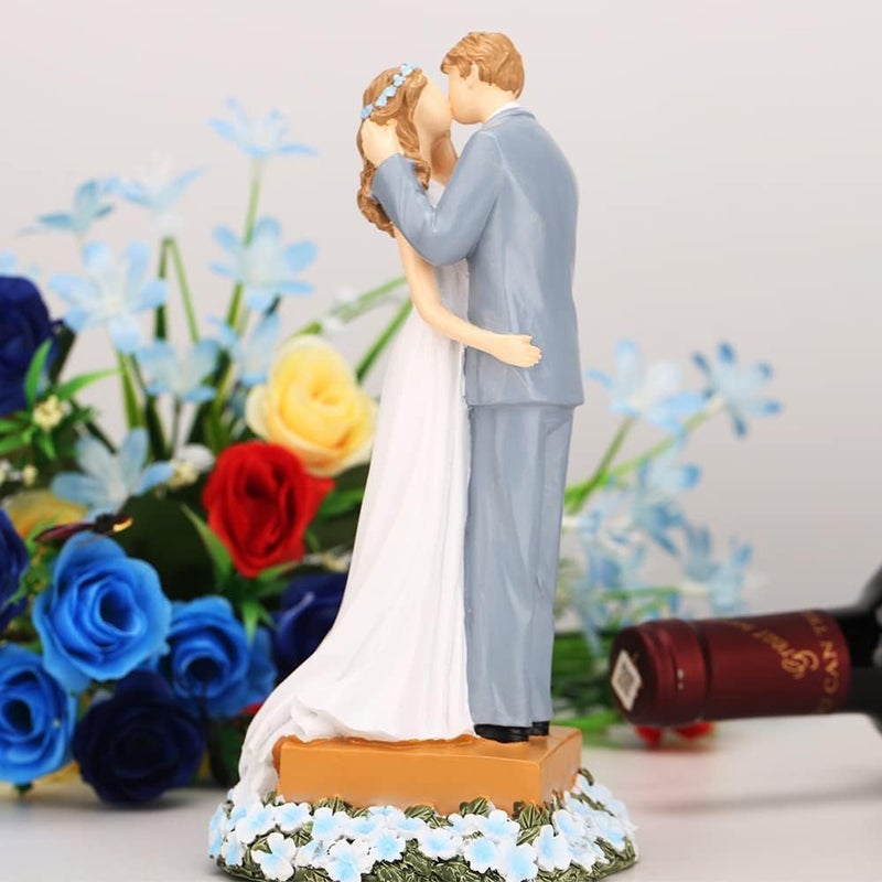 Luckam تمثال ثنائي، 8.26 إنش تمثال كعكة العروس والعريس، زينة حفلات الزفاف والخطوبة، تماثيل قابلة للجمع، أفضل هدية ليوم الحب، الذكرى السنوية، حفلات الزفاف (1 قطعة) - Image 2