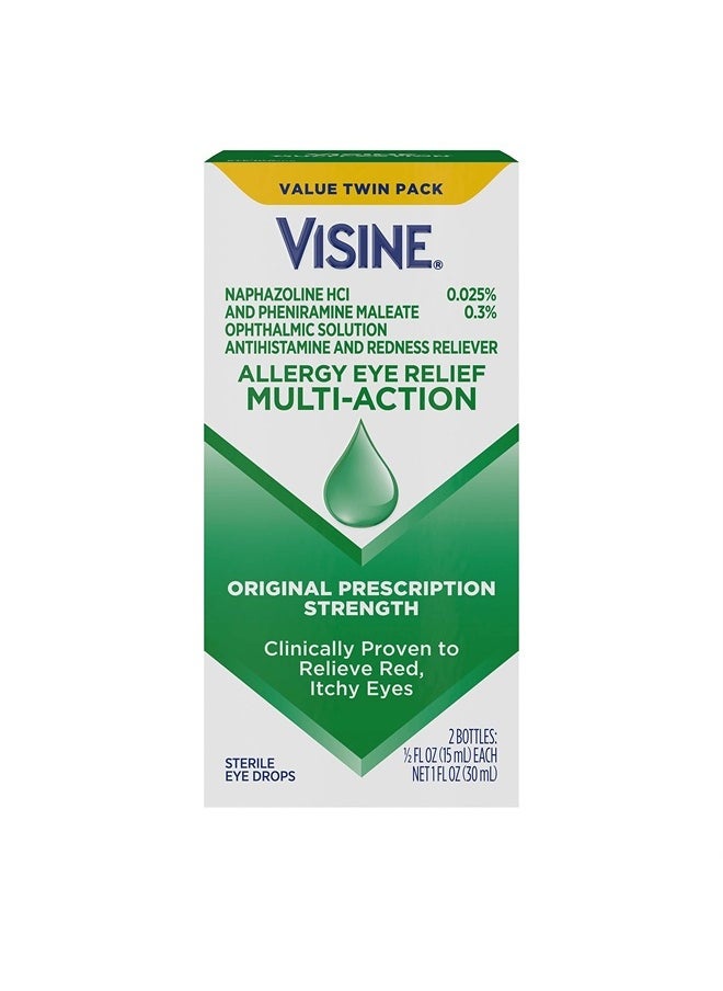 Visine Allergy Eye Relief Multi-Action Antihistamine And Redness Relief Eye Drops, 0.5 fl. oz - Pack Of 2  - Image 1