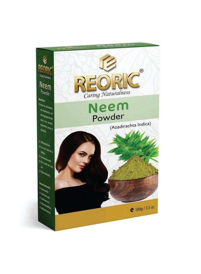REORIC مسحوق النيم ريرك | مسحوق النيم لخلطة الوجه العضوية | مسحوق النيم النقي | مسحوق النيم العضوي النقي للوجه والجسم والبشرة والشعر | أزاديراشتكا إنديكه | (100 جرام، عبوة واحدة) - Image 1