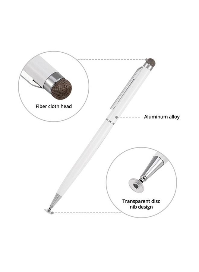2-Piece 2 In 1 Universal Stylus Pens For Touch Screens, High Sensitive Sensitivity Precision Stylus, Capacitive Stylus With Pen Clip, For All Universal Touch Screen Devices Black/White