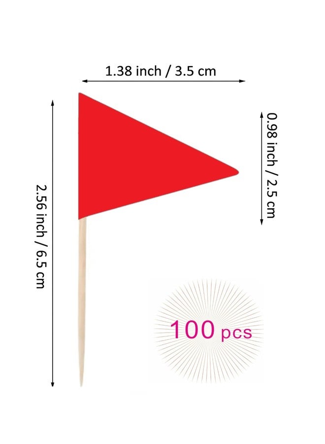 JAVD Solid Red Toothpick Flags Small Mini Plain Red Color Triangle Stick Cupcake Toppers Flags DIY Decoration (100 Pcs) - Image 3