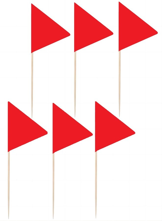 JAVD Solid Red Toothpick Flags Small Mini Plain Red Color Triangle Stick Cupcake Toppers Flags DIY Decoration (100 Pcs) - Image 1