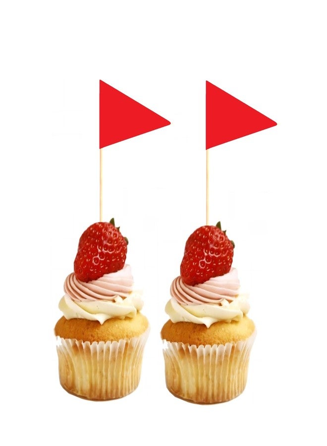 JAVD Solid Red Toothpick Flags Small Mini Plain Red Color Triangle Stick Cupcake Toppers Flags DIY Decoration (100 Pcs) - Image 5