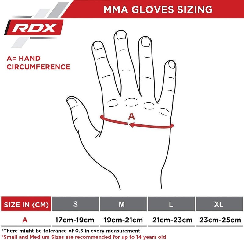 Rdx MMA Gloves Premium Real Maya Hide Leather, Mixed Martial Arts Sparring & Grappling Gloves for Training, Fighting Gloves, Fingerless Design, Padded Open D-Cut Palm, Mixed Martial Arts Equipment - Image 2