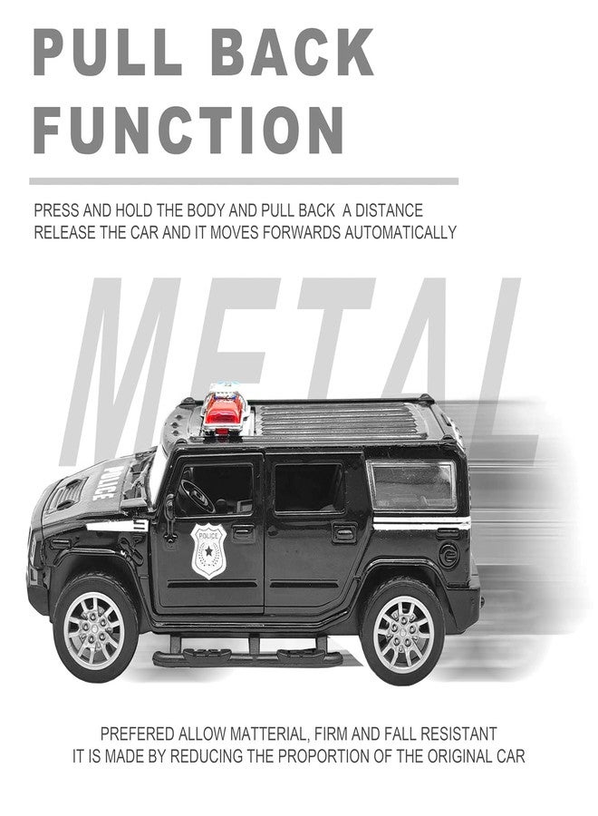 VGRASSP 1:32 Scale Mini Die Cast SUV Police Car Toy for Kids with Pull Back Action - Off-Road Scale Model with Rubber Tires, Realistic Design Openable Doors - Color As Per Stock - Image 3