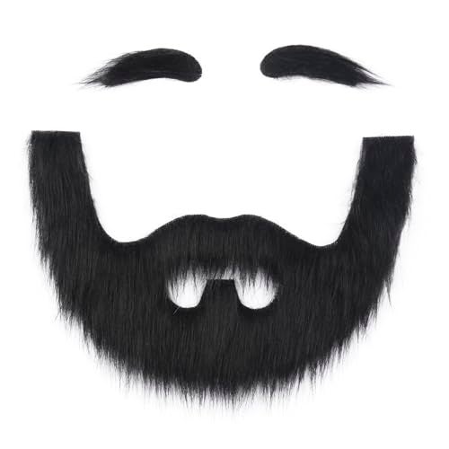 Indusoire 3 Pcs Fake Beard, Duplicate Moustache and Beard Set for Acting, Fake Moustache and Eyebrows for Role Play, Party - Image 1