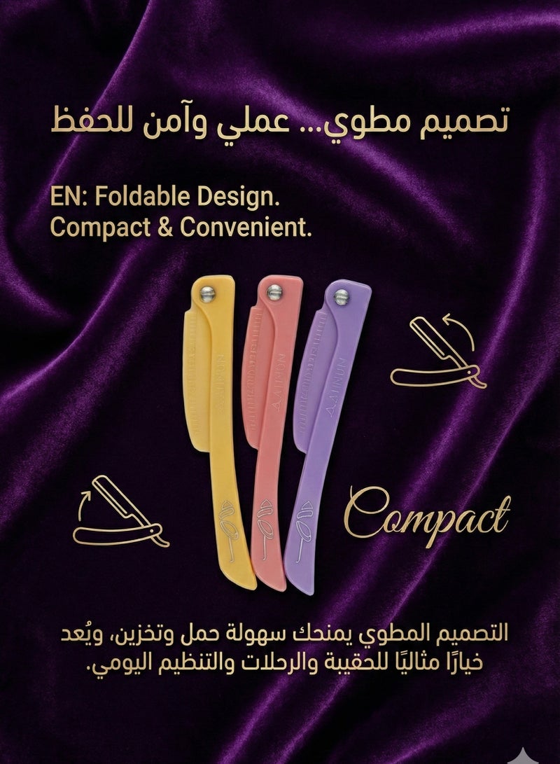 Boland Laura Women's Facial and Body Hair Removal Razor 3 Blades Yellow/Pink/Purple 3pcs - Image 3