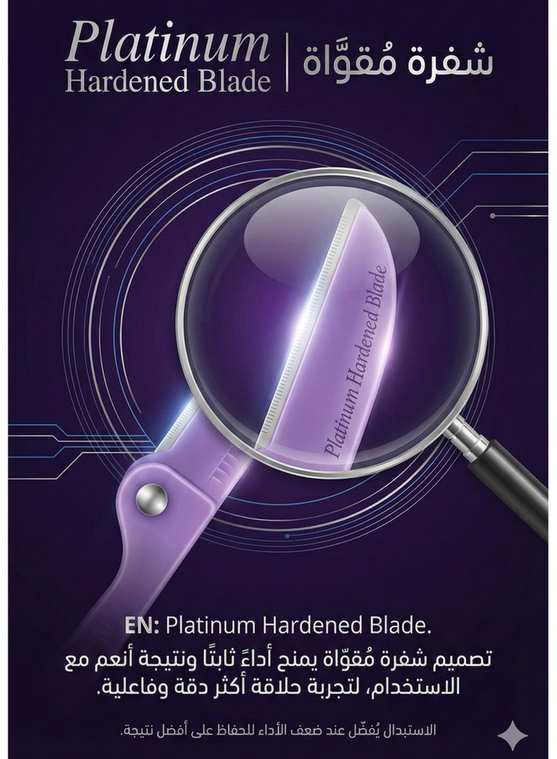 Boland Laura Women's Facial and Body Hair Removal Razor 3 Blades Yellow/Pink/Purple 3pcs - Image 4