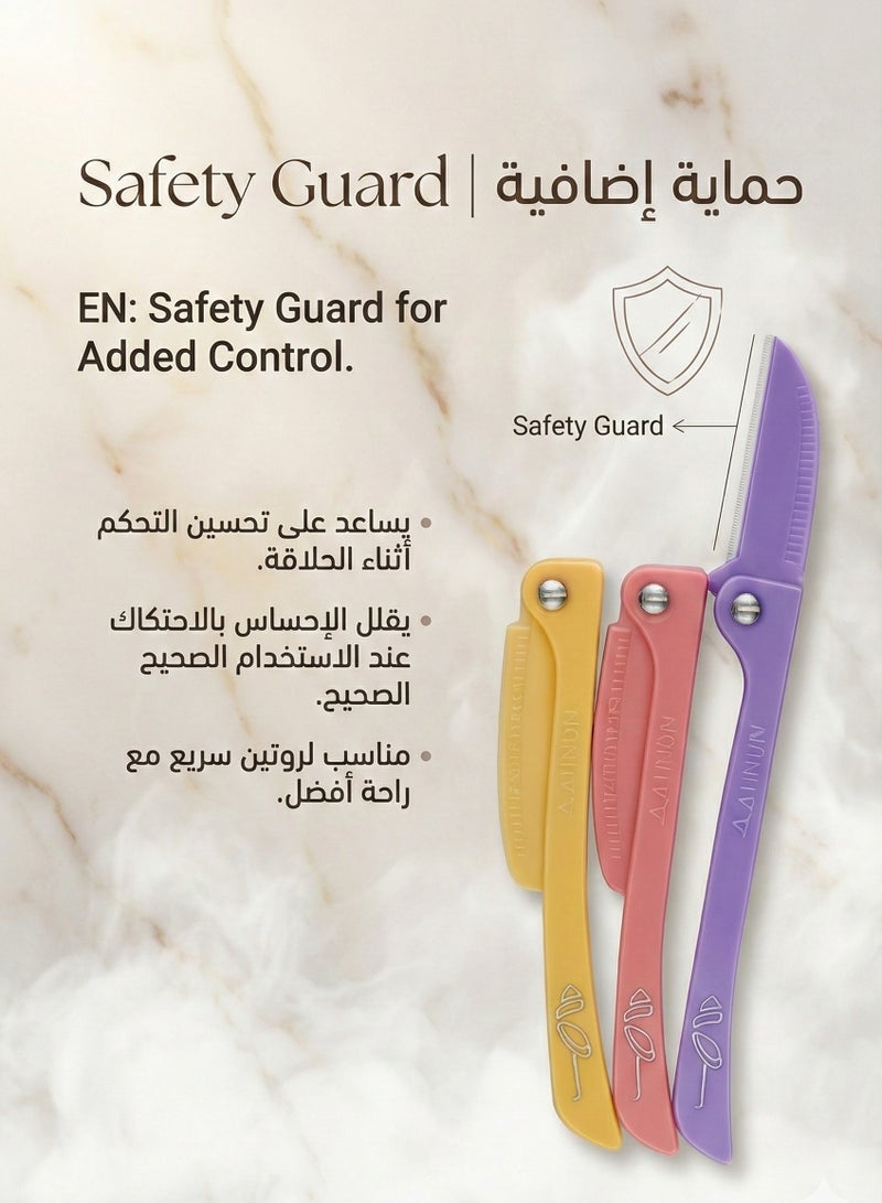 Boland Laura Women's Facial and Body Hair Removal Razor 3 Blades Yellow/Pink/Purple 3pcs - Image 5