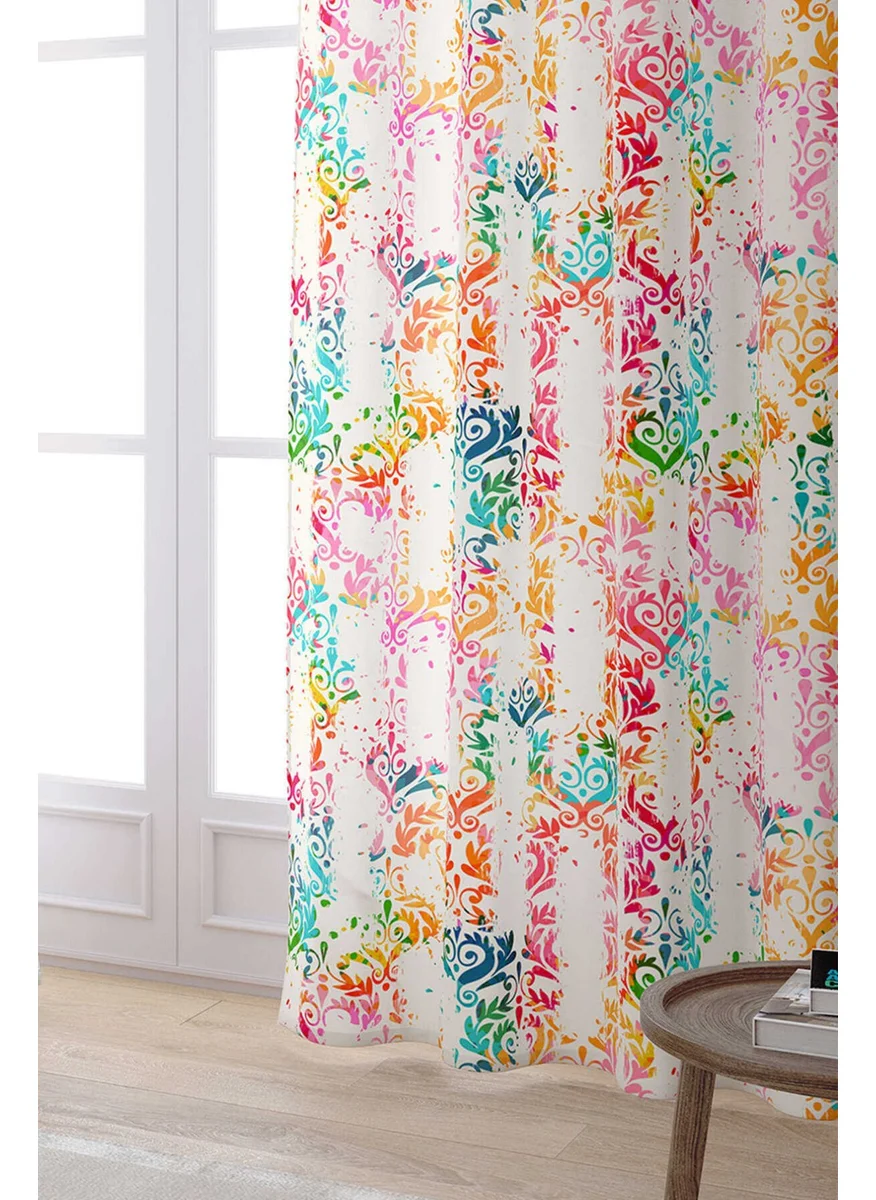 Cango Home Multicolored Ethnic Patterned Digital Printed Curtain CGH117-PR