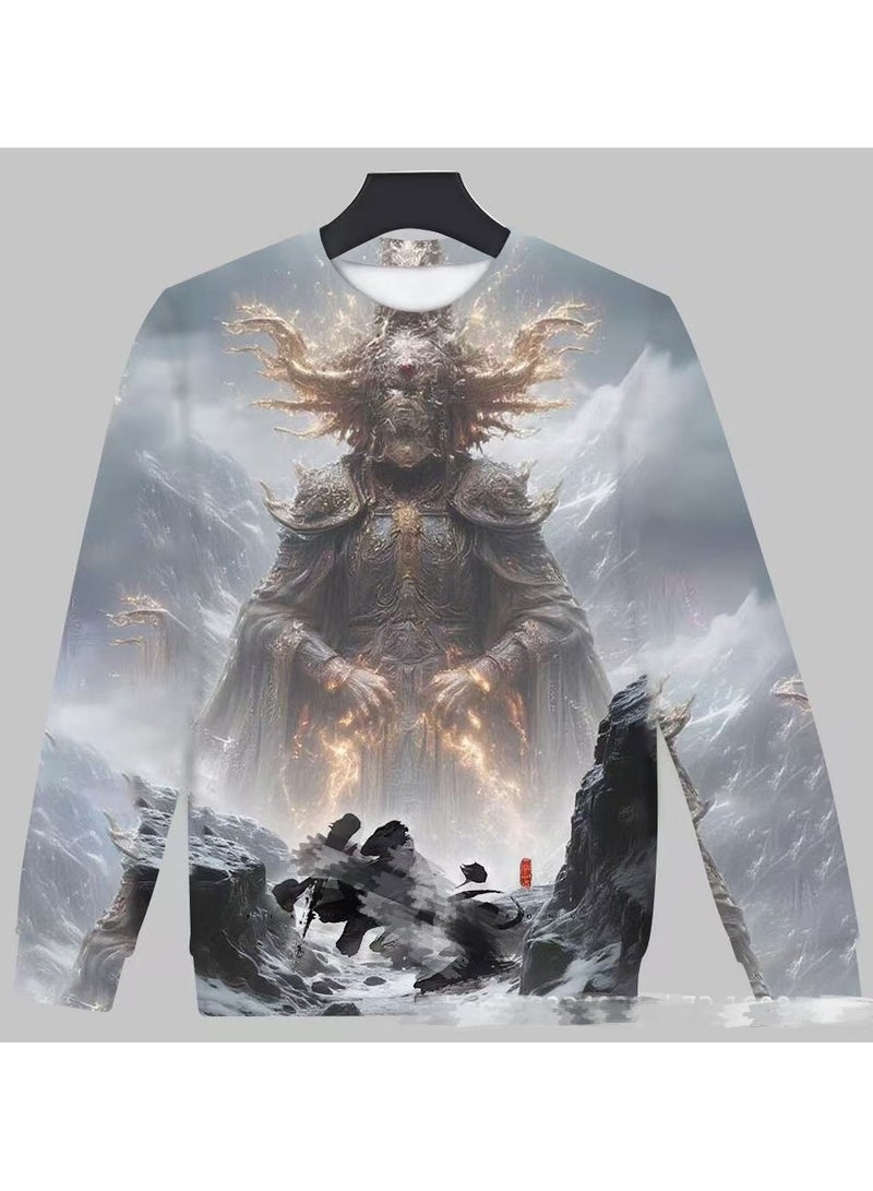 MQD Black Mythical Loose Round Neck Hoodie 