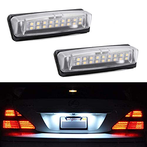 Mingrui test 2Pcs Full LED License Plate Light for Lexus IS300 GS300 GS400 GS430 ES300 ES330 RX330 RX350 Toyota Prius Powered by 18-SMD Xenon White LED Error-Free - Image 1