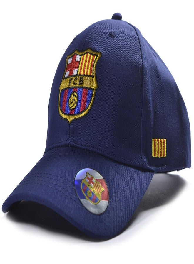 Hy-Pro FC Barcelona Official Baseball Cap, Navy Blue, Embroidered Club Crest, Adjustable Fit - Image 1