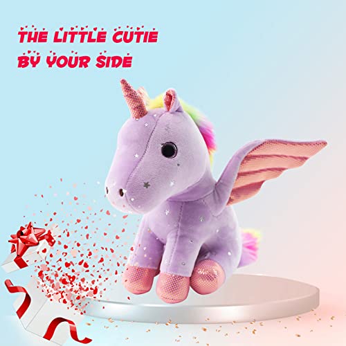 Sew Butiful 8 inch Unicorn Stuffed Animals, Cute Unicorn Gift Toys for Girls,Unicorns Birthday Gifts Soft Plush Toys Set for Baby, Toddler, Girls, Kids,Decor (Purple) - Image 4