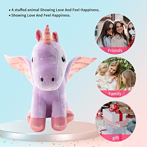 Sew Butiful 8 inch Unicorn Stuffed Animals, Cute Unicorn Gift Toys for Girls,Unicorns Birthday Gifts Soft Plush Toys Set for Baby, Toddler, Girls, Kids,Decor (Purple) - Image 5