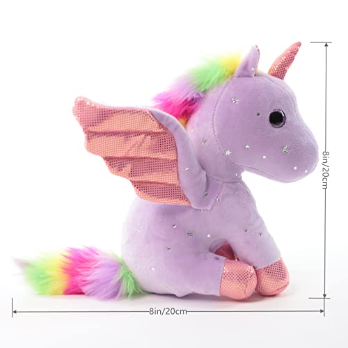 Sew Butiful 8 inch Unicorn Stuffed Animals, Cute Unicorn Gift Toys for Girls,Unicorns Birthday Gifts Soft Plush Toys Set for Baby, Toddler, Girls, Kids,Decor (Purple) - Image 2
