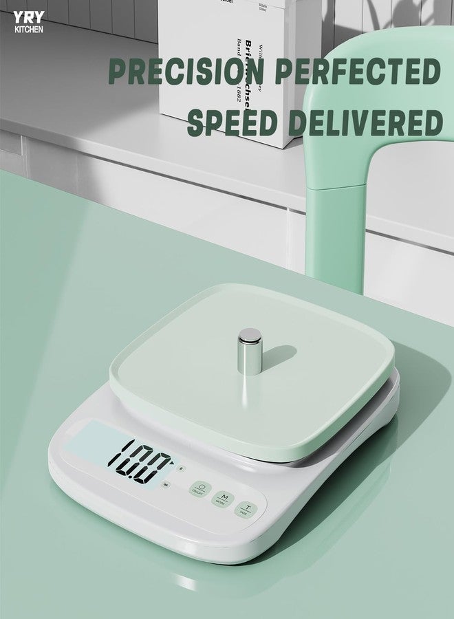 YRY Minimalist Precision Kitchen Scale - 22lbs (10kg) Capacity, 1g (0.035oz) Graduation, Large LCD Display, Tare Function, and ML Unit Green(10kg/1g) - Image 3