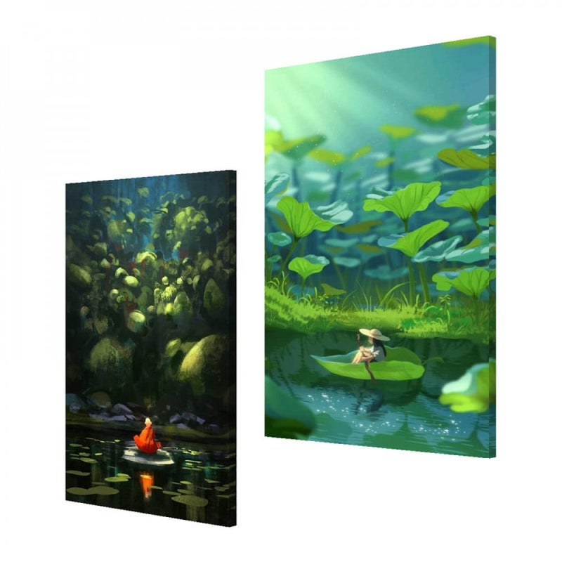 ماركتنا لوحة قماشية ثنائية بتصميم طبيعة بمقاس اجمالي 80×60 سم - Image 2