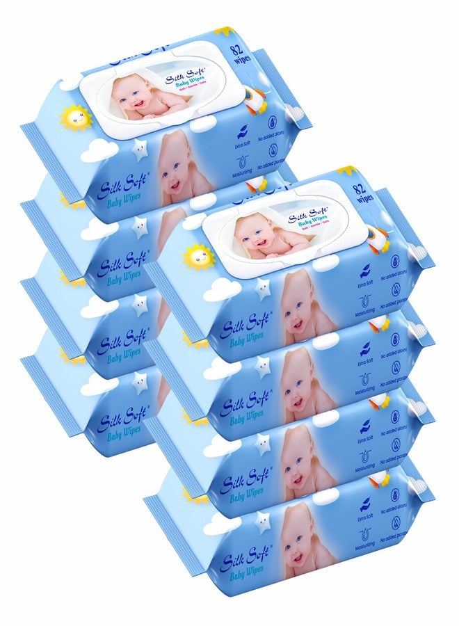 Silk Soft Baby Wet Wipes with Lid - 656 Wipes (82 x 8 Packs) | Fragrance-Free, Alcohol-Free & Hypoallergenic | Extra Thick, Moisturizing & Gentle on Sensitive Baby Skin - Image 1