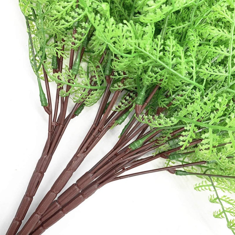 LOVENIMEN Artificial Fern Leaves Plants, Plastic Shrubs Grass Fake Bushes 2pcs, Outdoor Indoor Greenery Home Garden Décor Verandah Planting Filler Table Centerpieces Arrangements DIY Decoration - Image 5