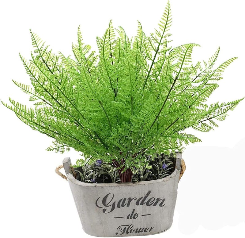 LOVENIMEN Artificial Fern Leaves Plants, Plastic Shrubs Grass Fake Bushes 2pcs, Outdoor Indoor Greenery Home Garden Décor Verandah Planting Filler Table Centerpieces Arrangements DIY Decoration - Image 2