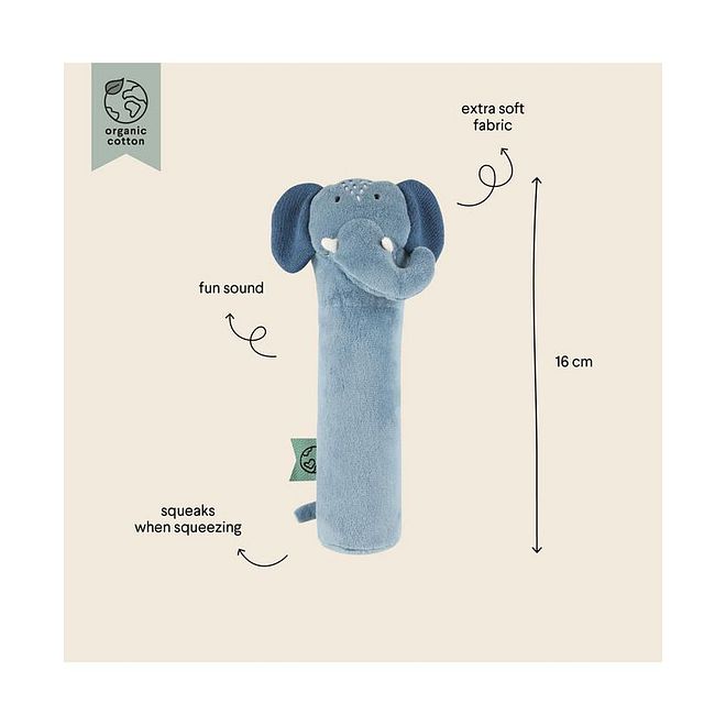 Trixie Mrs. Elephant Squeaker, Compact, Easy To Hold, Super Soft, 10 Months+, 16cm - Blue - Image 3