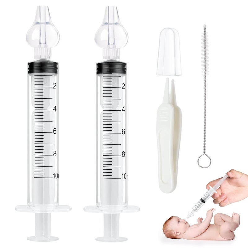 Aolso Baby Nasal Irrigator 2PCS Nasal Syringe for Baby Syringe Nasal Irrigator with Tweezers  Cleaning Brush Baby Nasal Aspirator with Silicone Nasal Suction Tips Portable Baby Nasal Syringe - Image 1