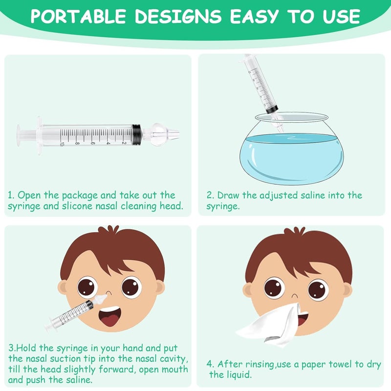 Aolso Baby Nasal Irrigator 2PCS Nasal Syringe for Baby Syringe Nasal Irrigator with Tweezers  Cleaning Brush Baby Nasal Aspirator with Silicone Nasal Suction Tips Portable Baby Nasal Syringe - Image 4