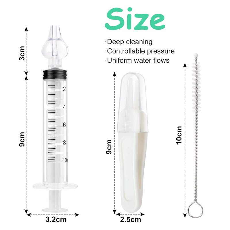 Aolso Baby Nasal Irrigator 2PCS Nasal Syringe for Baby Syringe Nasal Irrigator with Tweezers  Cleaning Brush Baby Nasal Aspirator with Silicone Nasal Suction Tips Portable Baby Nasal Syringe - Image 2