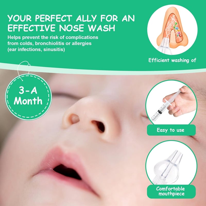 Aolso Baby Nasal Irrigator 2PCS Nasal Syringe for Baby Syringe Nasal Irrigator with Tweezers  Cleaning Brush Baby Nasal Aspirator with Silicone Nasal Suction Tips Portable Baby Nasal Syringe - Image 5