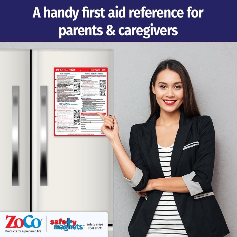 ZOCO Safety Magnets by ZOCO  Spanish CPR  Choking First Aid Magnet en Espaol  Laminated 85x11 Chart for Infants Children  Adults  Heimlich Maneuver Instructions for Home School or Workplace - Image 3