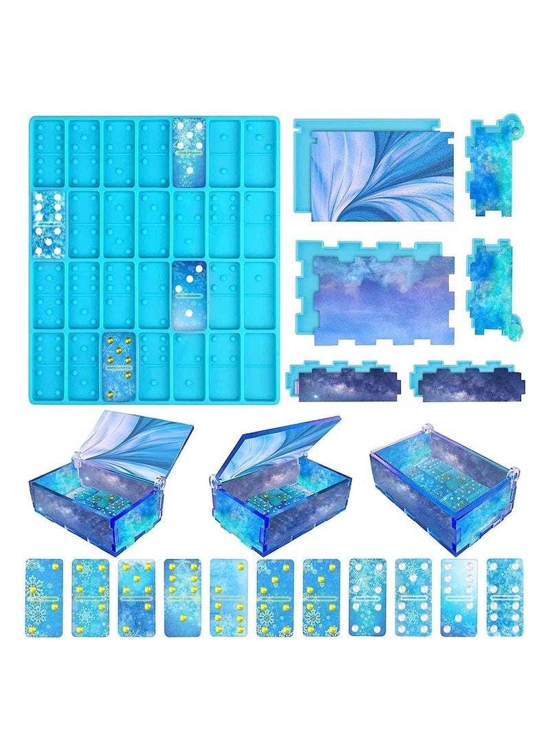 SOLARAE Dominoes Storage Box Resin Molds Silicone Resin Molds Dot Domino Domino Epoxy Resin Molds DIY Craft Tool Domino Game Silicone Molds for Resin Casting - Image 1